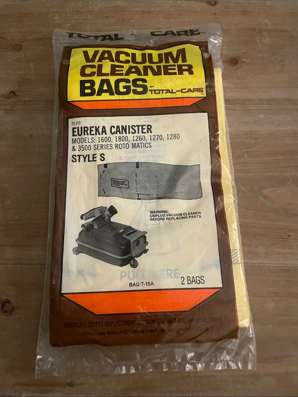 Total-Care Vacuum Cleaner Bags for Eureka Canister - Brown (2 Pack)